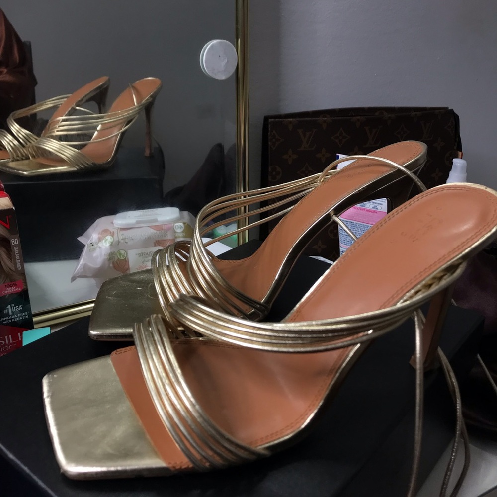 Gold Strappy Heels